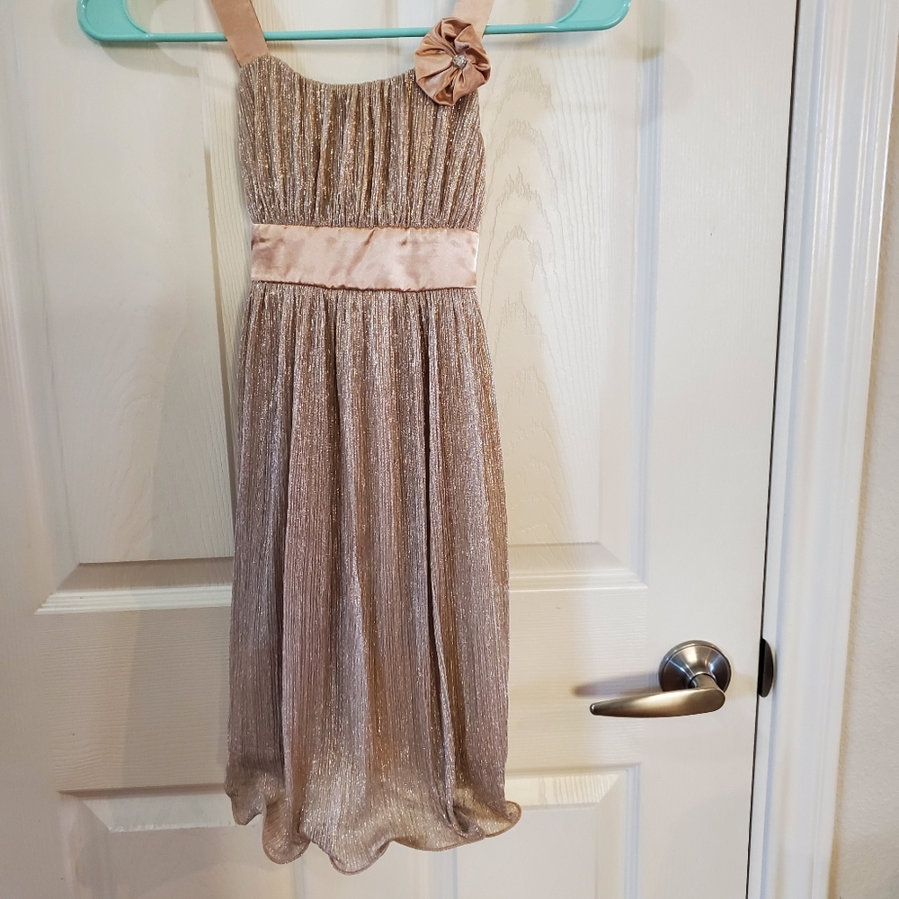 Justice gold holiday party dress with shimmer